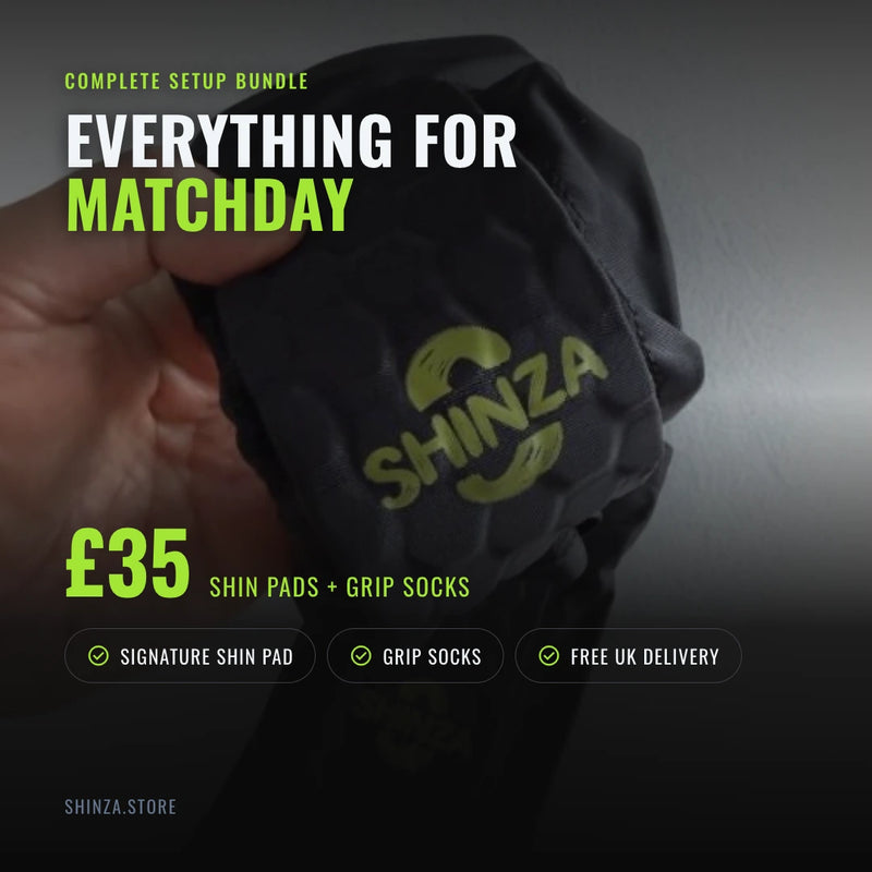 Complete Setup Bundle 35 pounds: Signature Shin Pad plus grip socks, free UK delivery